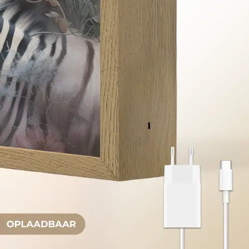 Zebra - Wilde dieren - Vlinder - Bloemen Light Box met batterij (Wandlamp) middel -USP_websiteoplaadbaarNL