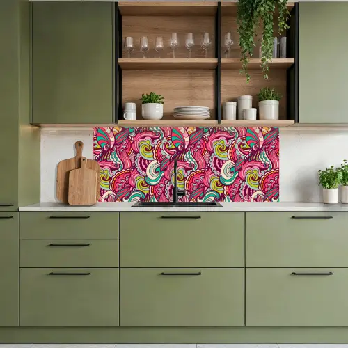 Bloemen - Bladeren - Regenboog - Hippie - Design keuken achterwand 2 middel 871 -sfeer3