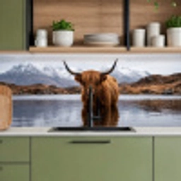 Schotse hooglander - Bruin - Water keuken achterwand 2 middel -sfeer3