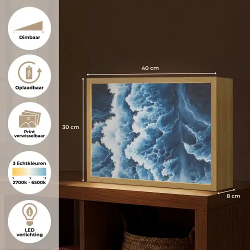 Golven - Blauw - Schuim Light Box met batterij (Wandlamp) middel -USP_websiteoverzichtNL