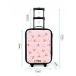 Roze met regenboog en kersen patroon Kinderkoffer - Zwart klein -productfoto_formaten