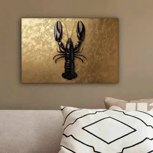 Kreeft - Zwart - Goud - Luxe canvas 2cm klein -sfeer3
