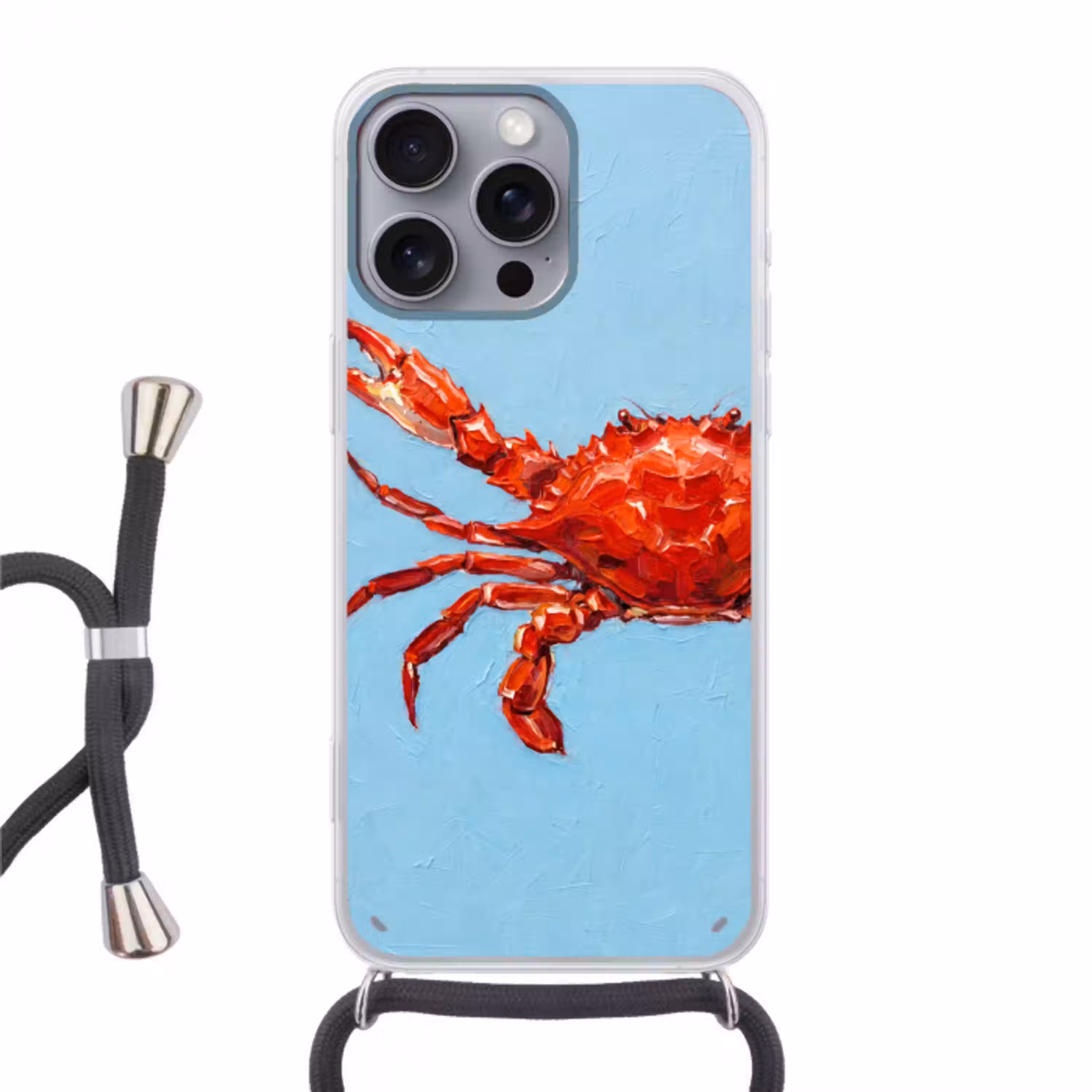 Krab - Zee - Dieren - Abstract - Rood Hoesje iPhone 16 Pro Max met koord klein -3d