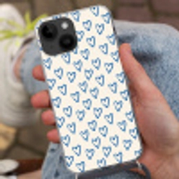 Hartjes patroon - Blauw - Beige - Liefde Crossbody Case iPhone 14 middel -sfeer3