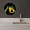 Avocado - Groente - Bladeren - Water - Zwart - Groen KitchenYeah - Keuken - Wandcirkel Forex klein -sfeer1