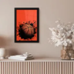 Basketbal - Verf - Sport - Oranje fotolijst zwart zonder passe partout klein -sfeer5