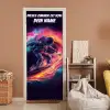 Astronaut surft durch das Weltall mit personalisierbarem Namensfeld. deurposter klein -sfeer1