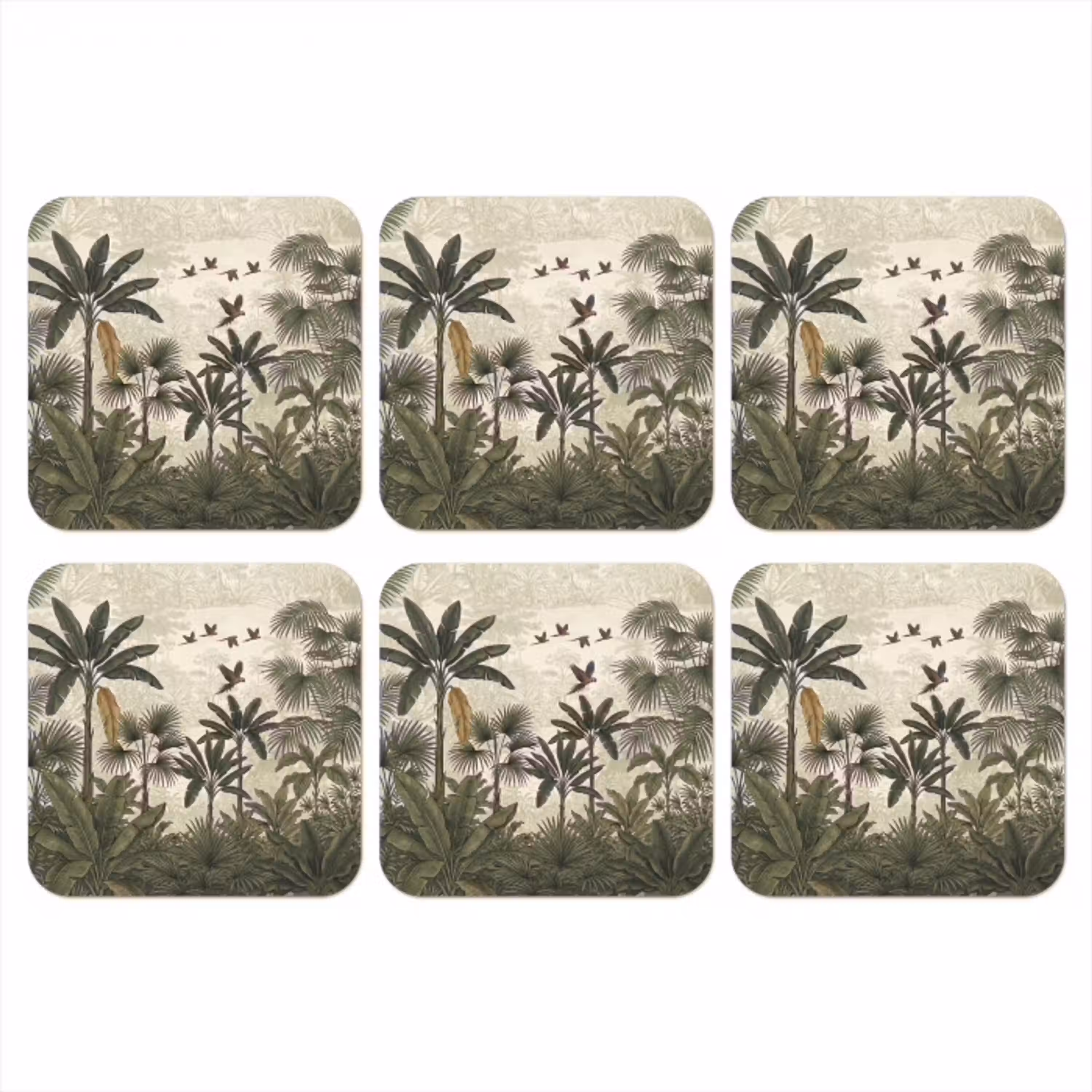 Papagaaien - Jungle - Tropisch - Green onderzetter kurk middel -3d