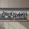 Skyline - Stad - Wolkenkrabbers - Zwart - Wit keuken achterwand 2 middel zz_3dshopping
