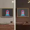 Poortje - Landschap - Sterrenhemel - Roze Light Box met batterij (Wandlamp) middel -sfeer3