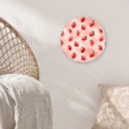 Aardbei - Patroon - Roze Wandcirkel kunststof plaat 5mm dik klein 188 -sfeer5