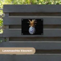 Ananas - Bloemen patroon - Goud - Delftsblauw tuinposter los doek klein -sfeer3