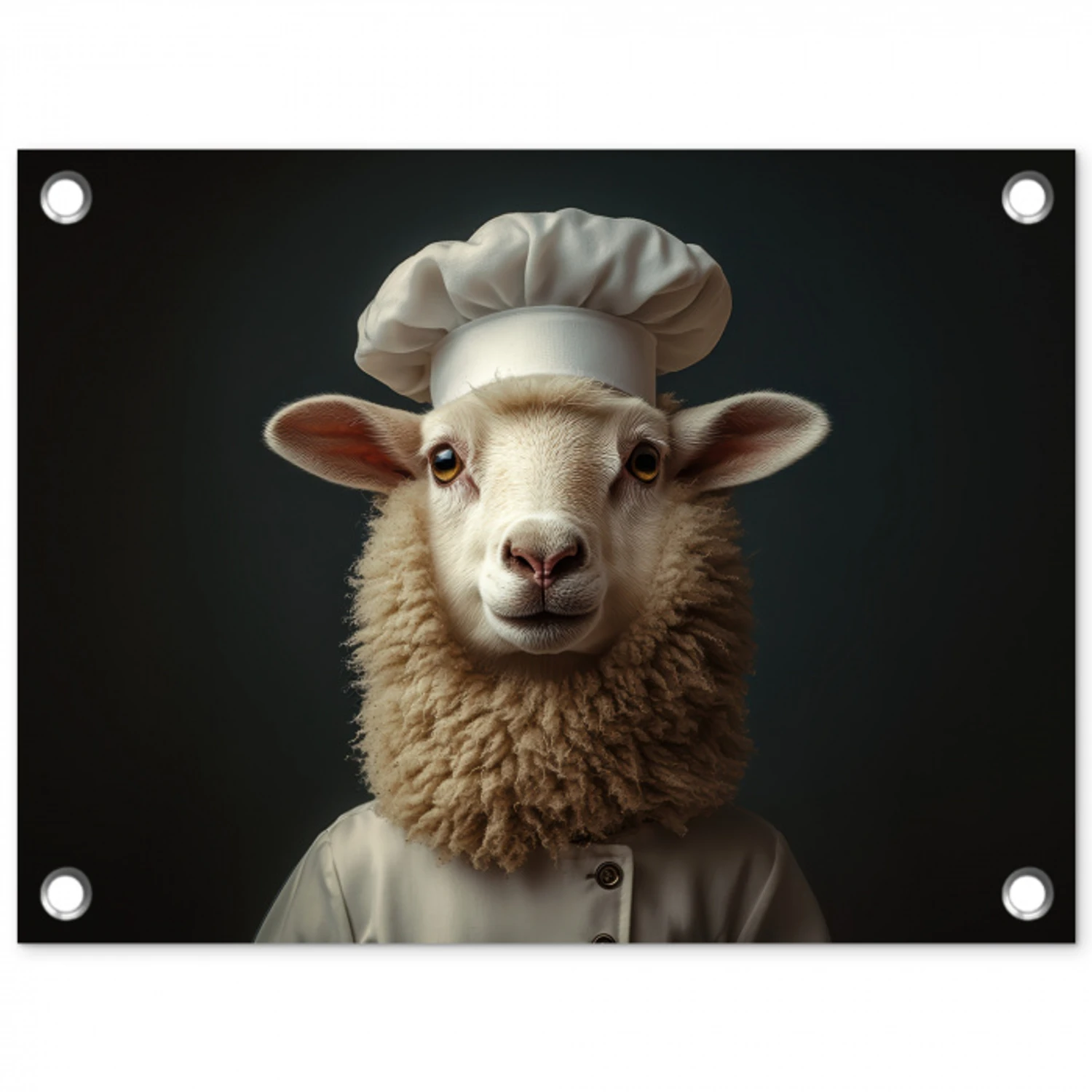 Schaap - Wol - Kok tuinposter los doek klein -3d