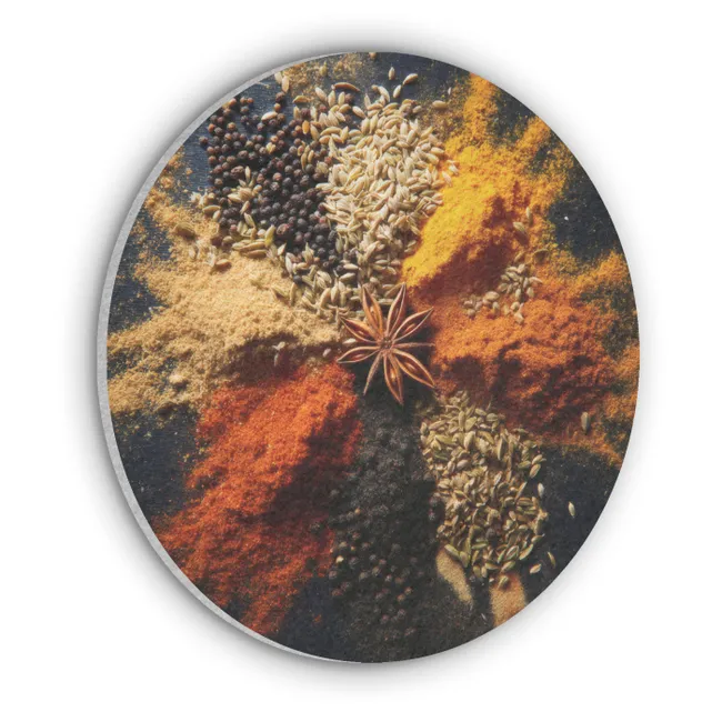 Akoestisch schilderij rond - Specerijen - Explosie - Oranje