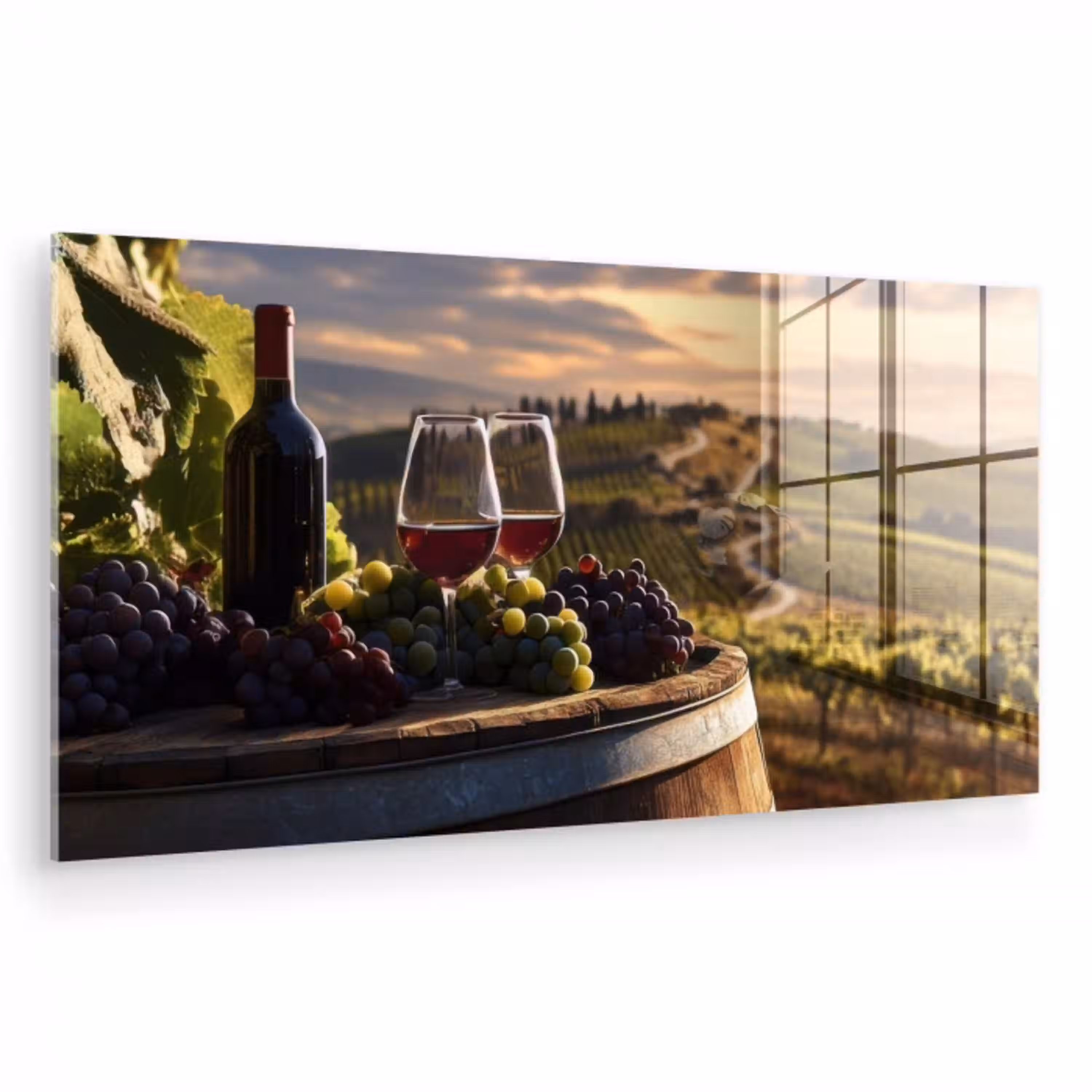 Wijn - Druiven - Heuvels - Landschap plexiglas 5mm klein -zzzproduct_nieuw