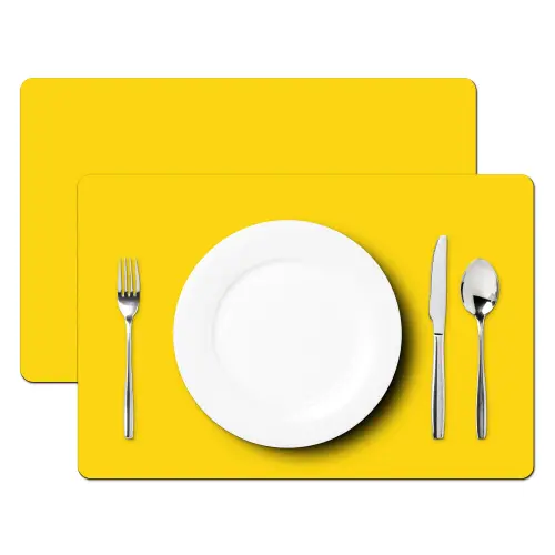 Smile - Geel - Roze Placemat vinyl groot -zzsfeer2_Kitchenyeah-website