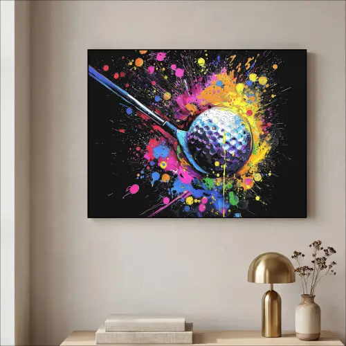 Graffiti - Sport - Golf - Golfclub Textielframe zwart klein -sfeer2