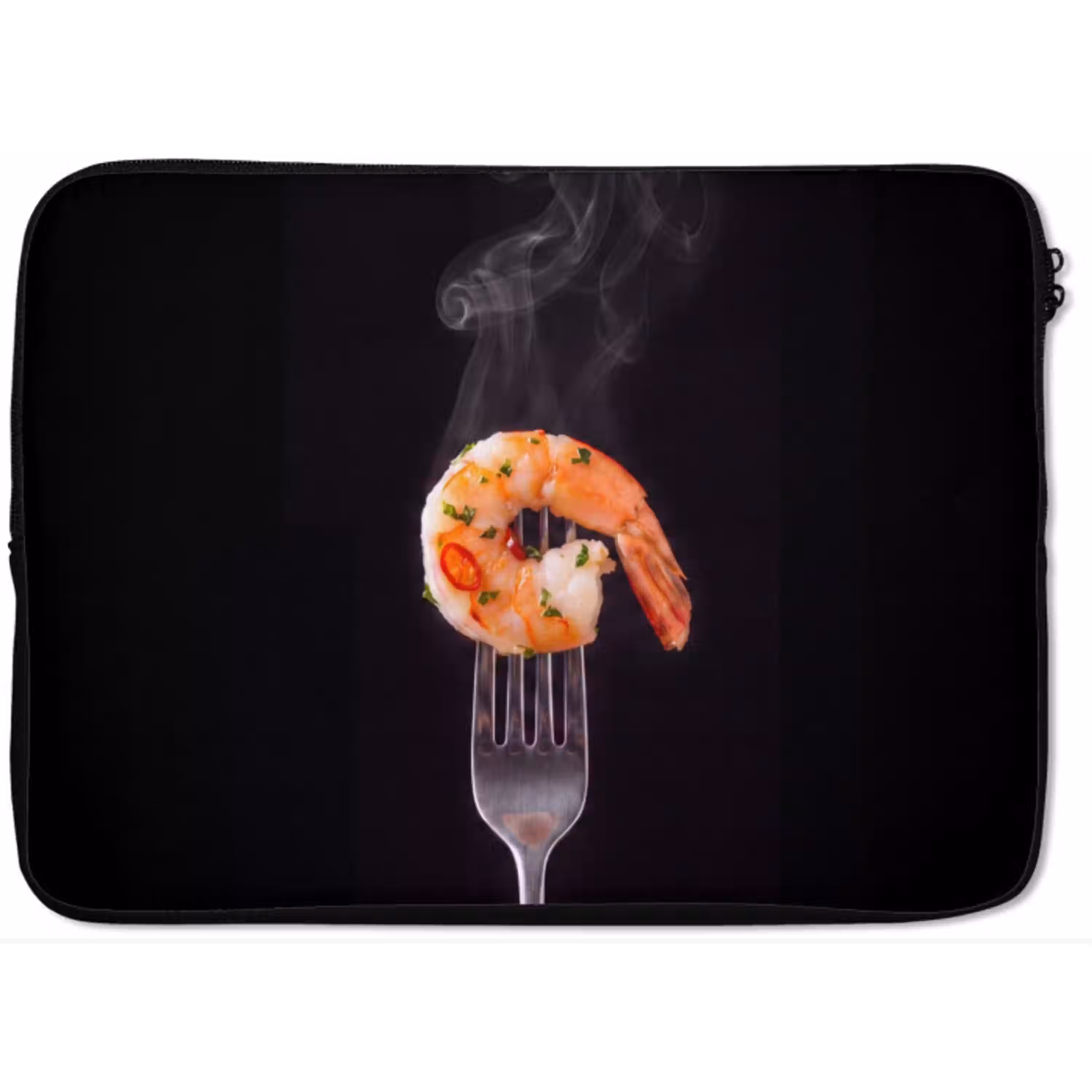Eten - Garnaal - Vork laptophoes neopreen klein -zkaufland3dotto