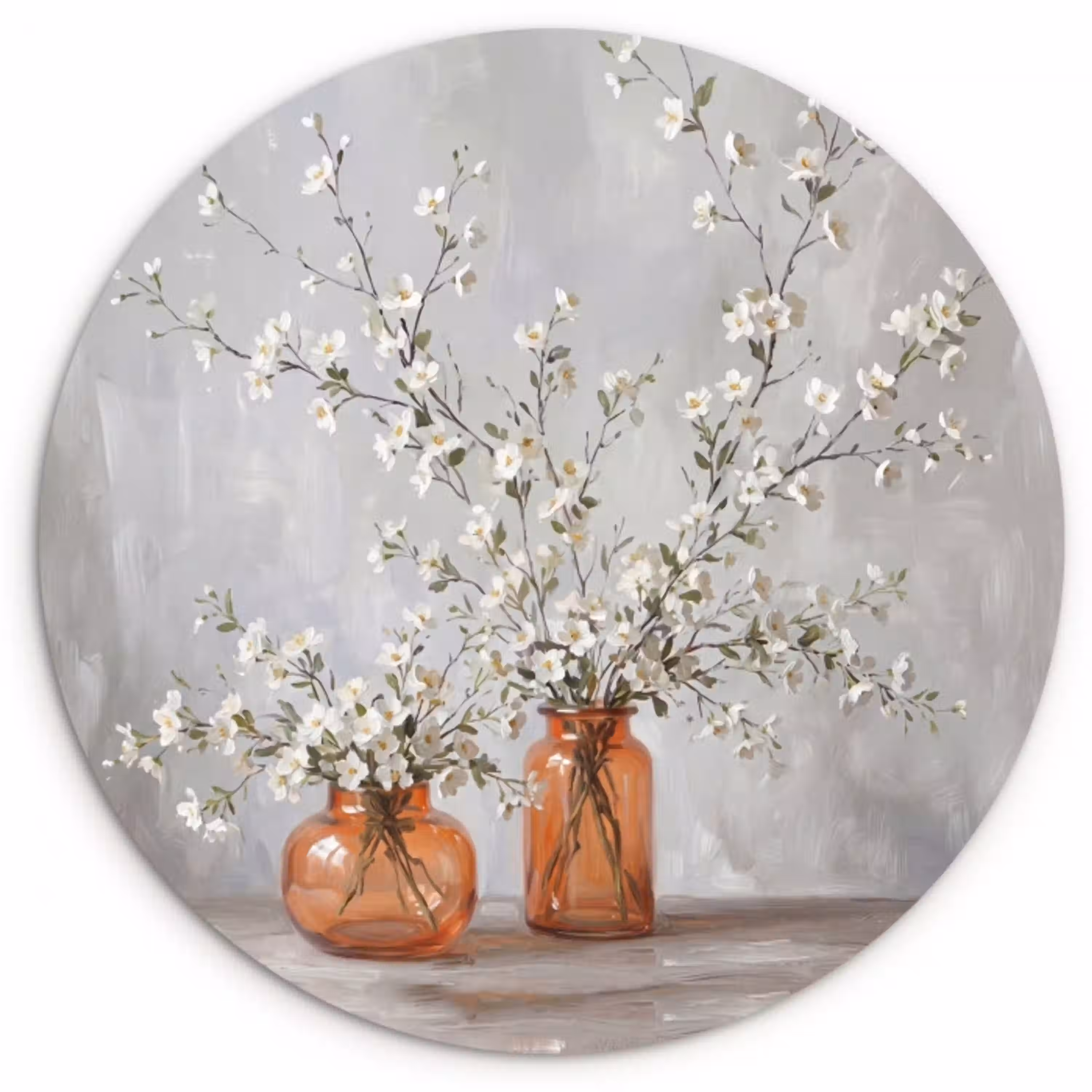 Vazen - Bloemen - Oranje Wandcirkel kunststof plaat 5mm dik klein -3d