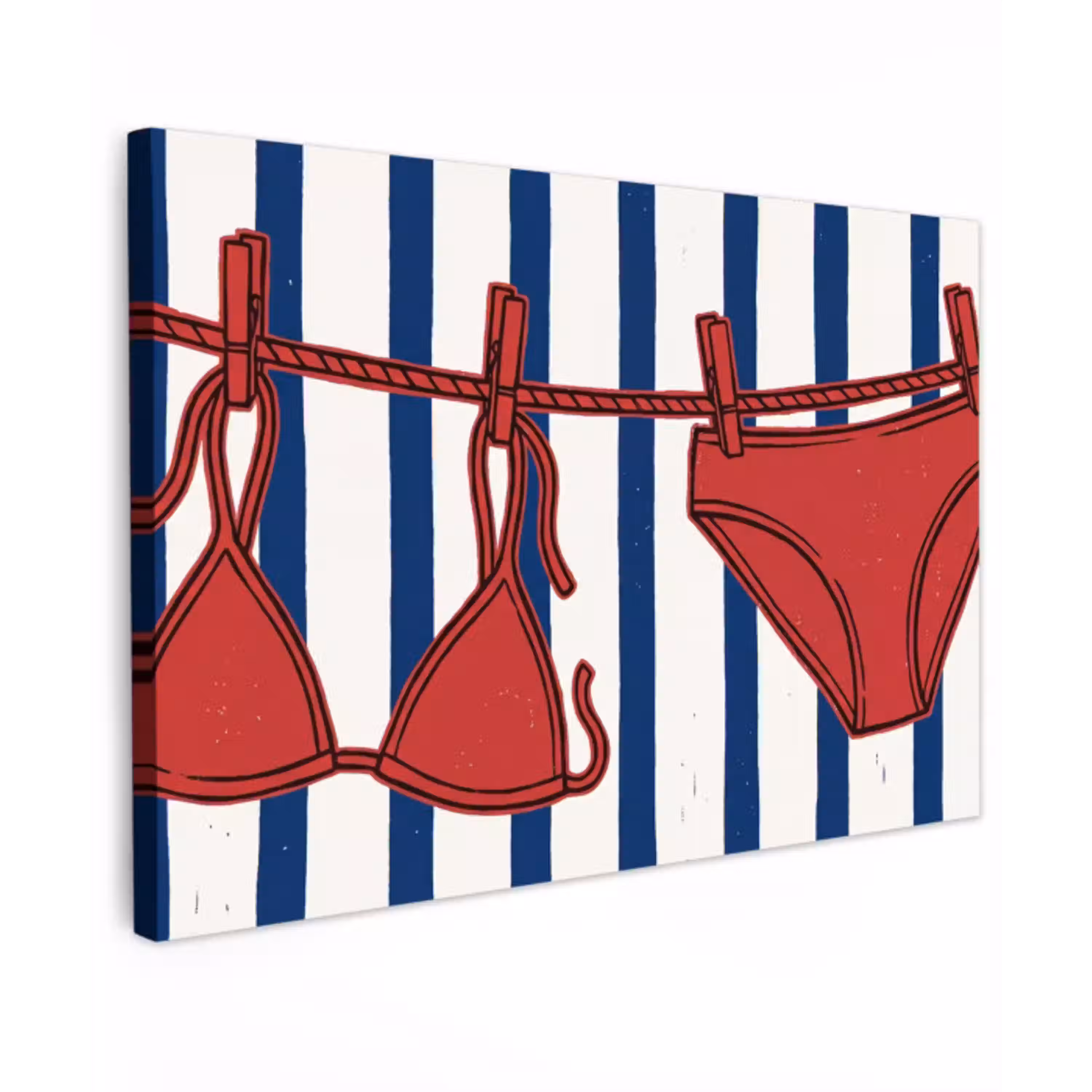Badkleding - Waslijn - Zomer - Illustratie - Rood canvas 2cm klein -z3d
