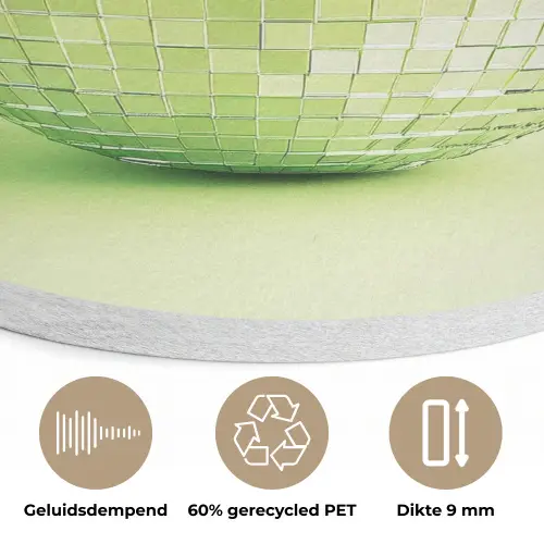 Groen - Disco - Decoratie - Appel Akoestische PET Vilt - Rond klein -closeup_NL