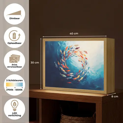 Zee - Vissen - Kleurrijk - Dynamisch Light Box met batterij (Wandlamp) middel -USP_websiteoverzichtNL