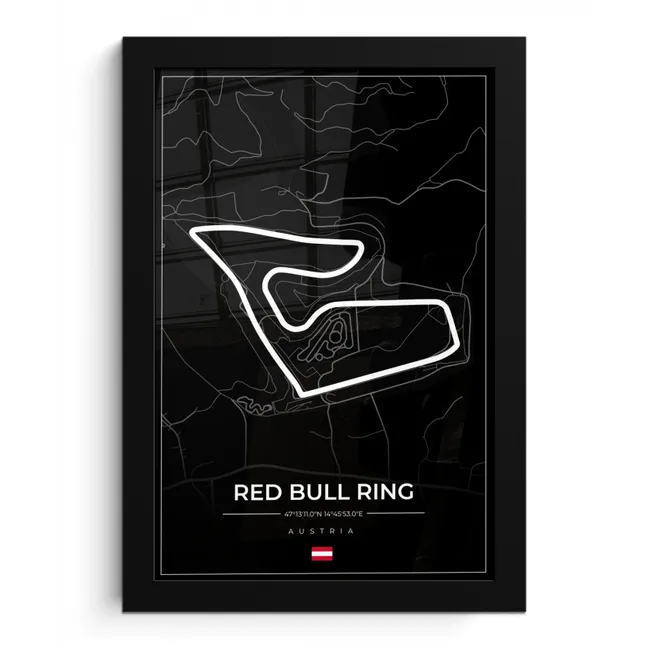 F1 - Racebaan - Red Bull Ring - Oostenrijk - Circuit - Zwart fotolijst zwart zonder passe partout klein -3d
