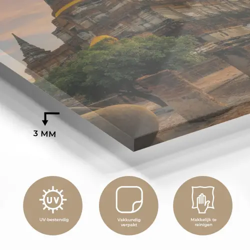 Tempel - Zonsondergang - Boeddha beelden - Buddha plexiglas 5mm klein -sfeer2