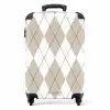 Beige ruiten patroon NBS - Handbagage koffer - Unisex middel -productfoto_recht