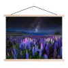 Bloemen - Nacht - Lupine - Sterrenhemel - Paars - Natuur textielposter latten blank klein -3d