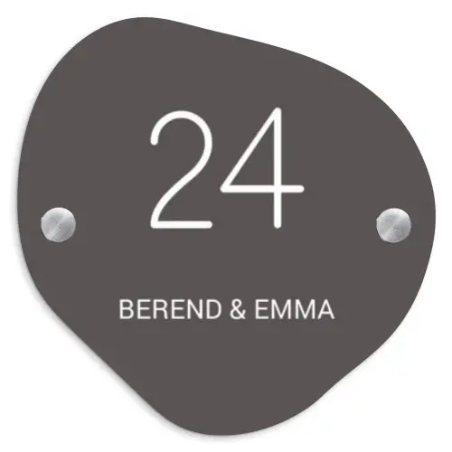 Grijs - Klassiek Naambord Organisch middel -3d