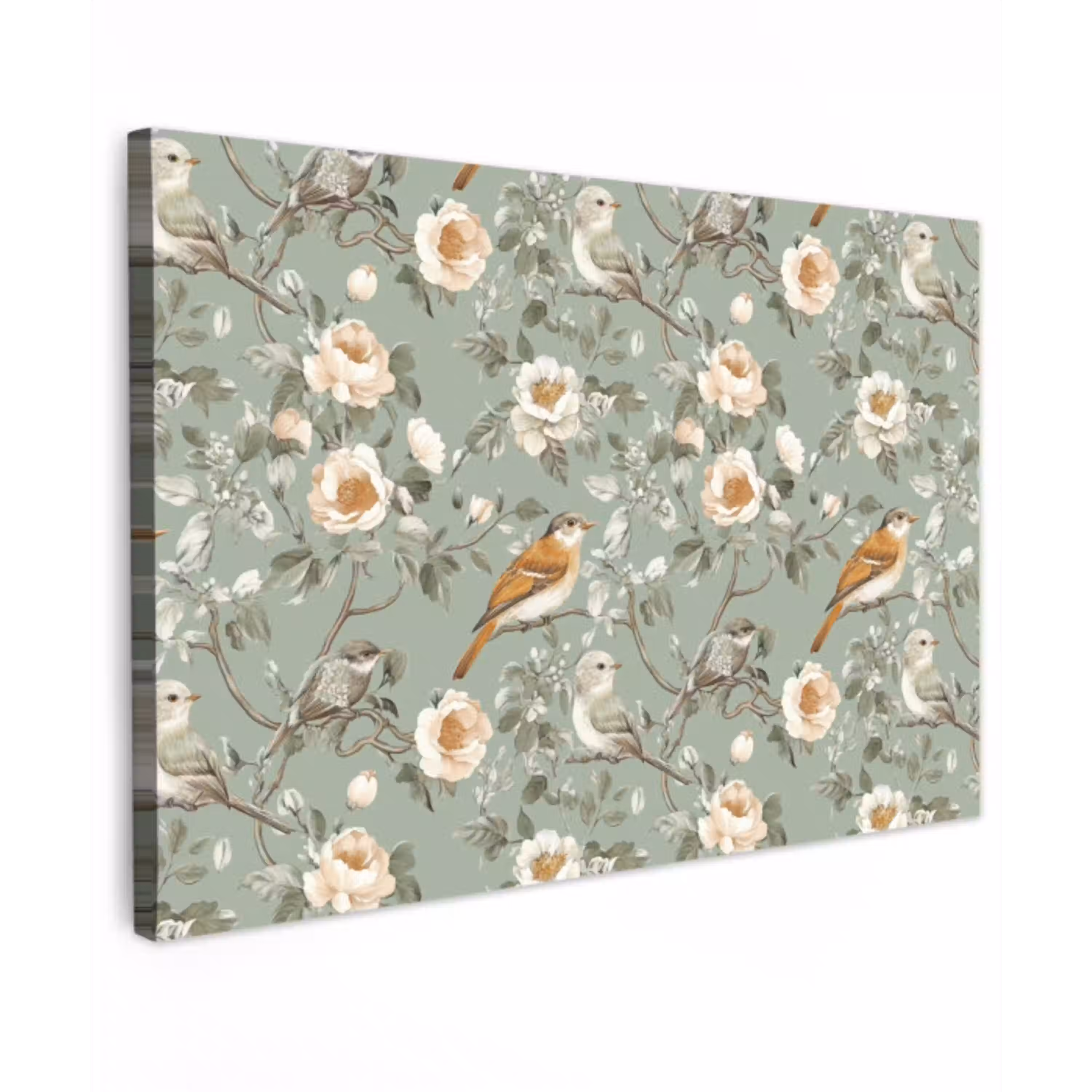 Roze - Vogels - Kleurrijk Tuinposter op houten frame 2 cm dik klein 845 -3d