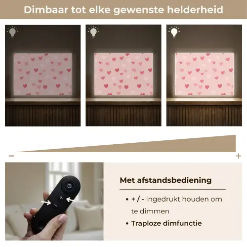 Hartjes - Patroon - Roze Light Box met batterij (Wandlamp kind) middel -USP_dimbaarNL