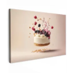 Cheesecake - Eten - Roze - Taart Tuinposter op houten frame 2 cm dik klein -3d