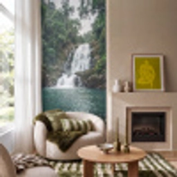 Waterfall - Forest - Nature - Greenkhgyguyg Behang Vlies klein -sfeer2