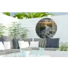 Doorkijk - Landschap - Raam - Water - Zonsondergang Wandcirkel tuinposter met ringen klein -buiten2