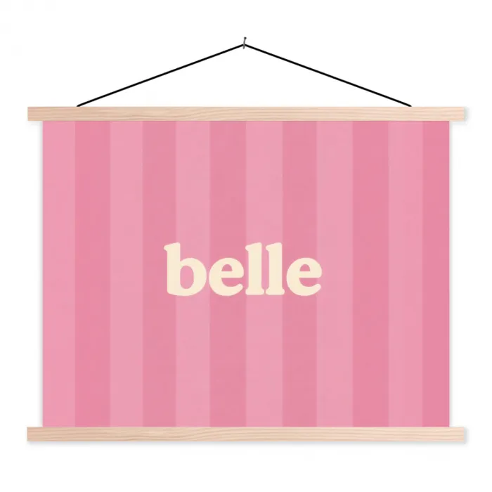 Roze - Gestreept - Belle textielposter latten blank klein -3d