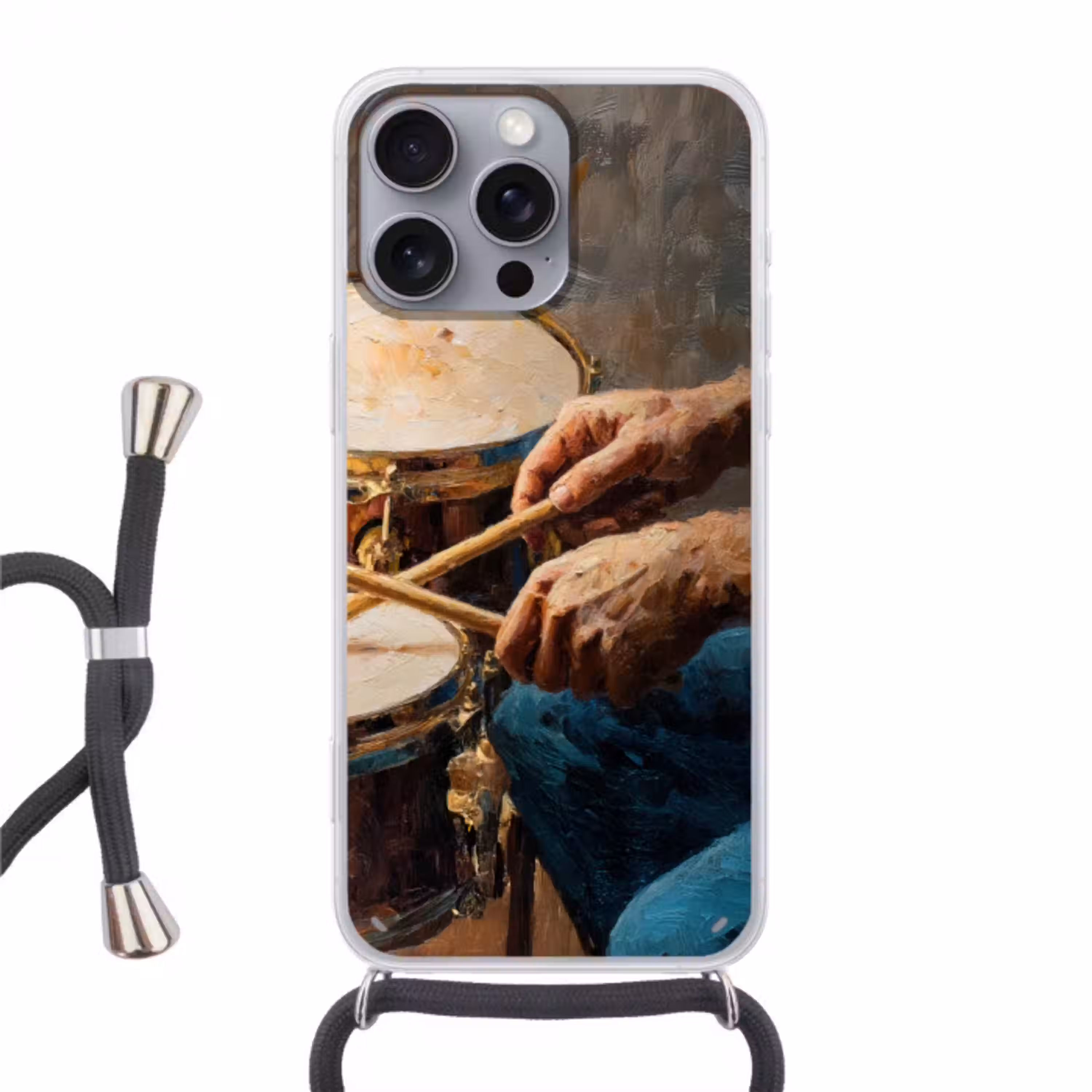 Drumstokken - Olieverf - Man Hoesje iPhone 16 Pro Max met koord klein -3d