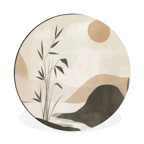 Japandi - Landschap - Beige Wandcirkel aluminium klein -3d