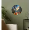 Auto - Skyline - Zon - Blauw Wandcirkel behangsticker klein -sfeer2