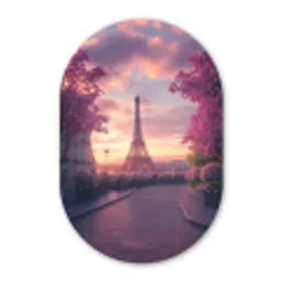 Eiffeltoren - Parijs - Roze Wandcirkel Ovaal Glas middel -3d
