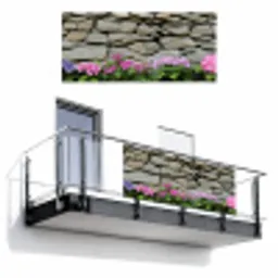 Hortensia’s - Stenen - Muur - Bloemen Balkonbeschermer Duitsland klein -3d