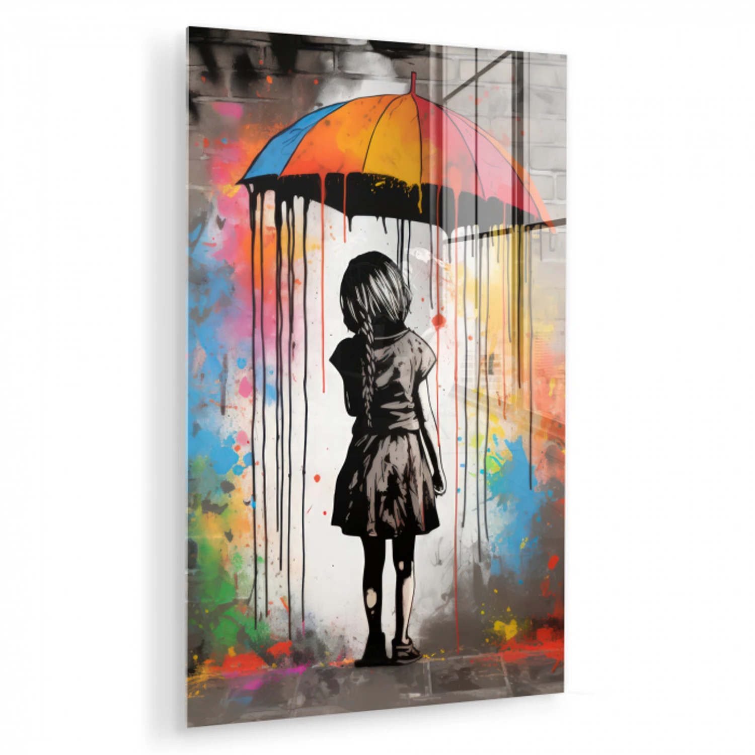 Meisje - Kunst - Paraplu - Graffiti - Kleuren - Muur plexiglas 5mm klein -zzzproduct_nieuw