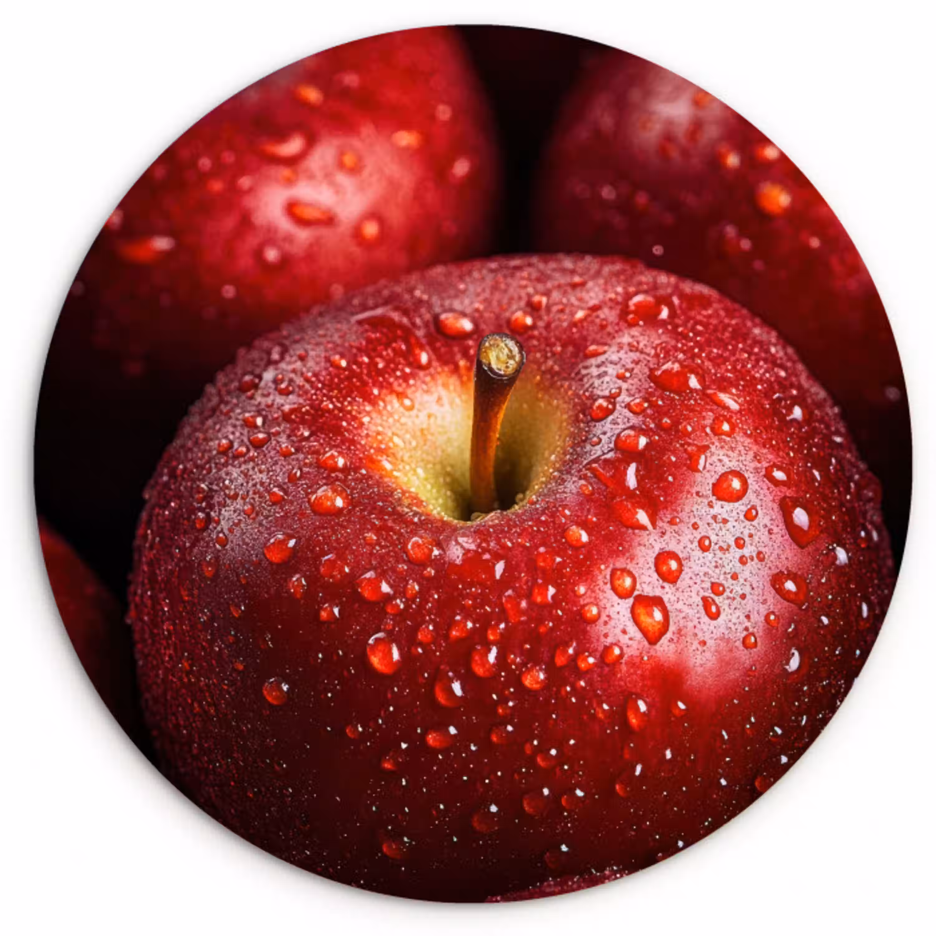 Rood - Appels - Fruit Wandcirkel kunststof plaat 5mm dik klein -3d