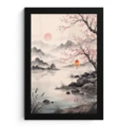 Zon - Japans - Traditioneel fotolijst zwart zonder passe partout klein -3d