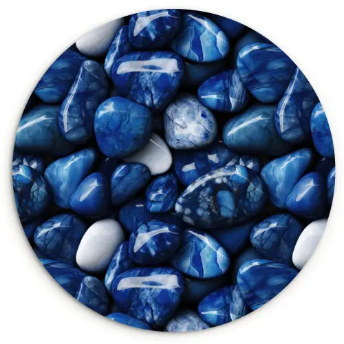 Luxe - Blauwe - Marmer - Stenen Wandcirkel plexiglas klein 852 -3d