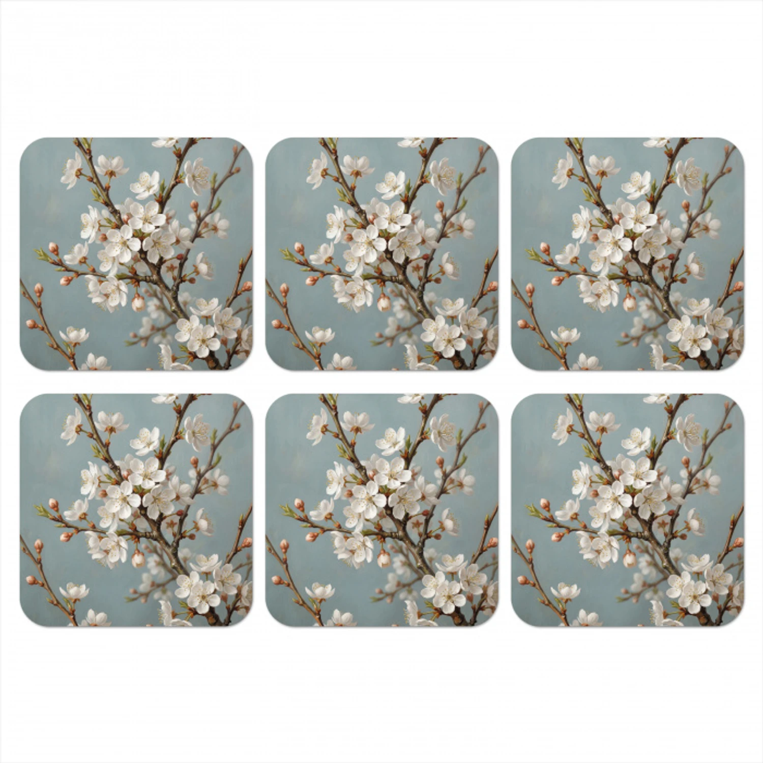 Botanisch - Stilleven - Blauw onderzetter kurk middel -3d