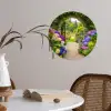 Doorkijk - Poort - Hortensia - Bloementuin Wandcirkel behangsticker klein -sfeer3