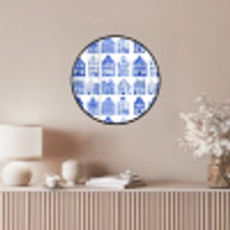 Patroon - Huizen - Blauw Fotolijst rond zonder passe partout klein 856 -sfeer3
