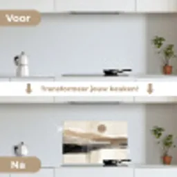 Minimalistisch - Landschap - Dimensie keuken achterwand spatscherm klein -voor_na_NL